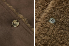Manteau réversible pour femme Firelady en faux daim et imitation peau lainée – Col tailleur