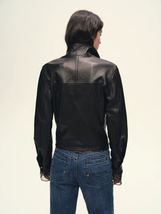 Veste croisée pour femme en daim et peau de mouton cirée « Mali » de Firelady Fur