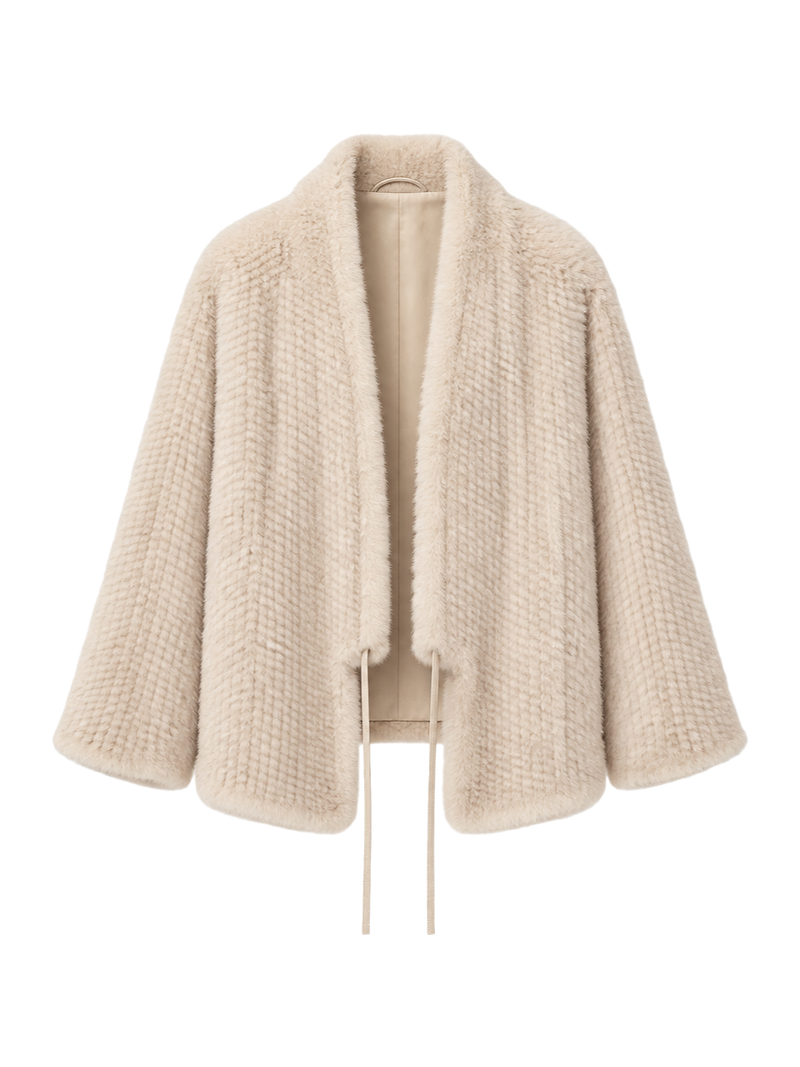 Firelady Fur Women's Copenhagen Mink Fur A-Line Coat with Double-Sided Knit Texture "Quiet Luxe"