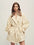 Firelady Fur Women's Belted Down Trench Parka - Shearling Collar in Beige Gray - front half