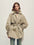 Firelady Fur Women's Belted Down Trench Parka - Shearling Collar in Gray-Green - front half