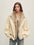 Firelady Fur Women's Harrington Down Parka - Detachable Merino Collar in Beige Gray - front half