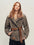 Firelady Fur Women's Belted Wool Parka Jacket - Shearling Collar in Heather Taupe - front half