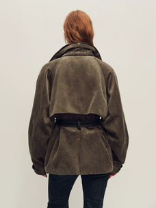 Firelady Fur Women's Vintage Traveler Extended-Length Parka - Two-Tone Brown, back view