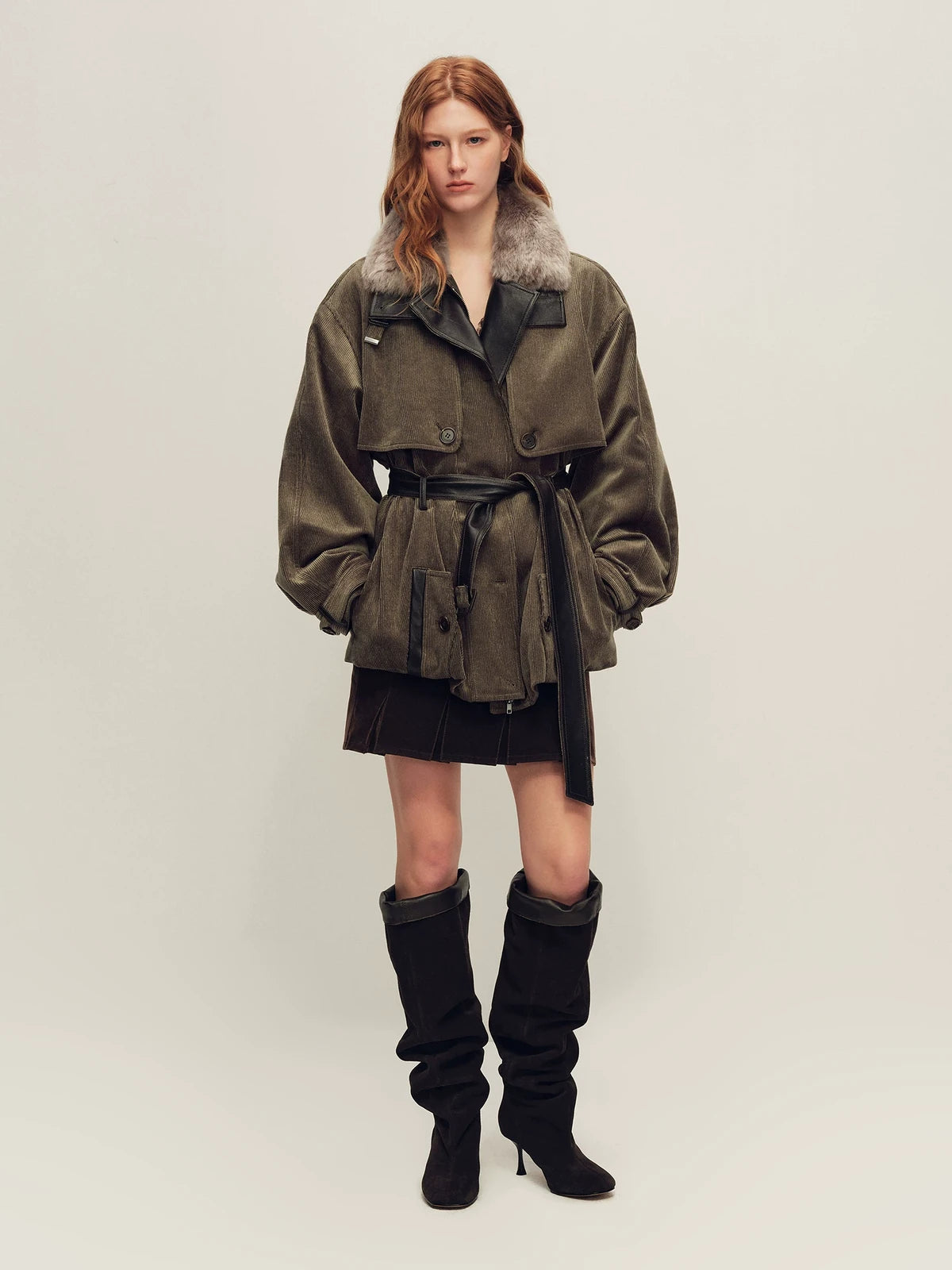 Firelady Fur Women's Vintage Traveler Extended-Length Parka - Two-Tone Brown, front view