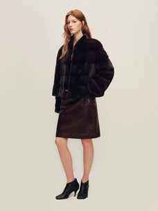 Firelady Fur Women's Cropped Mink Fur Jacket - Stand Collar in Natural Mahogany - view 3