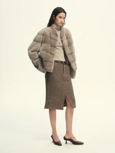 Firelady Fur Women's Cropped Mink Fur Jacket - Stand Collar in Natural Silver Blue - view 2