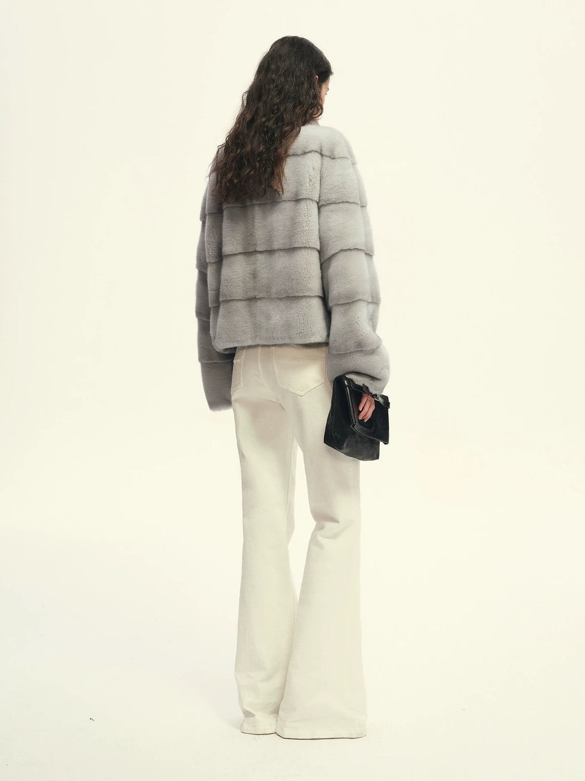Firelady Fur Women's Cropped Mink Fur Jacket - Stand Collar in Sapphire Blue - view 2