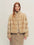 Firelady Fur Women's Cropped Mink Fur Jacket - Stand Collar in Soft Beige Yellow - front half