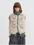 Firelady Fur Women's Fox Fur Knit Vest with Zip Front in Light Gray Gold front view
