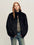 Firelady Fur Women's Toscana Shearling Jacket - Convertible Stand Collar in Black - front half
