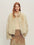 Firelady Fur Women's Toscana Shearling Jacket - Convertible Stand Collar in Linen Beige - front half