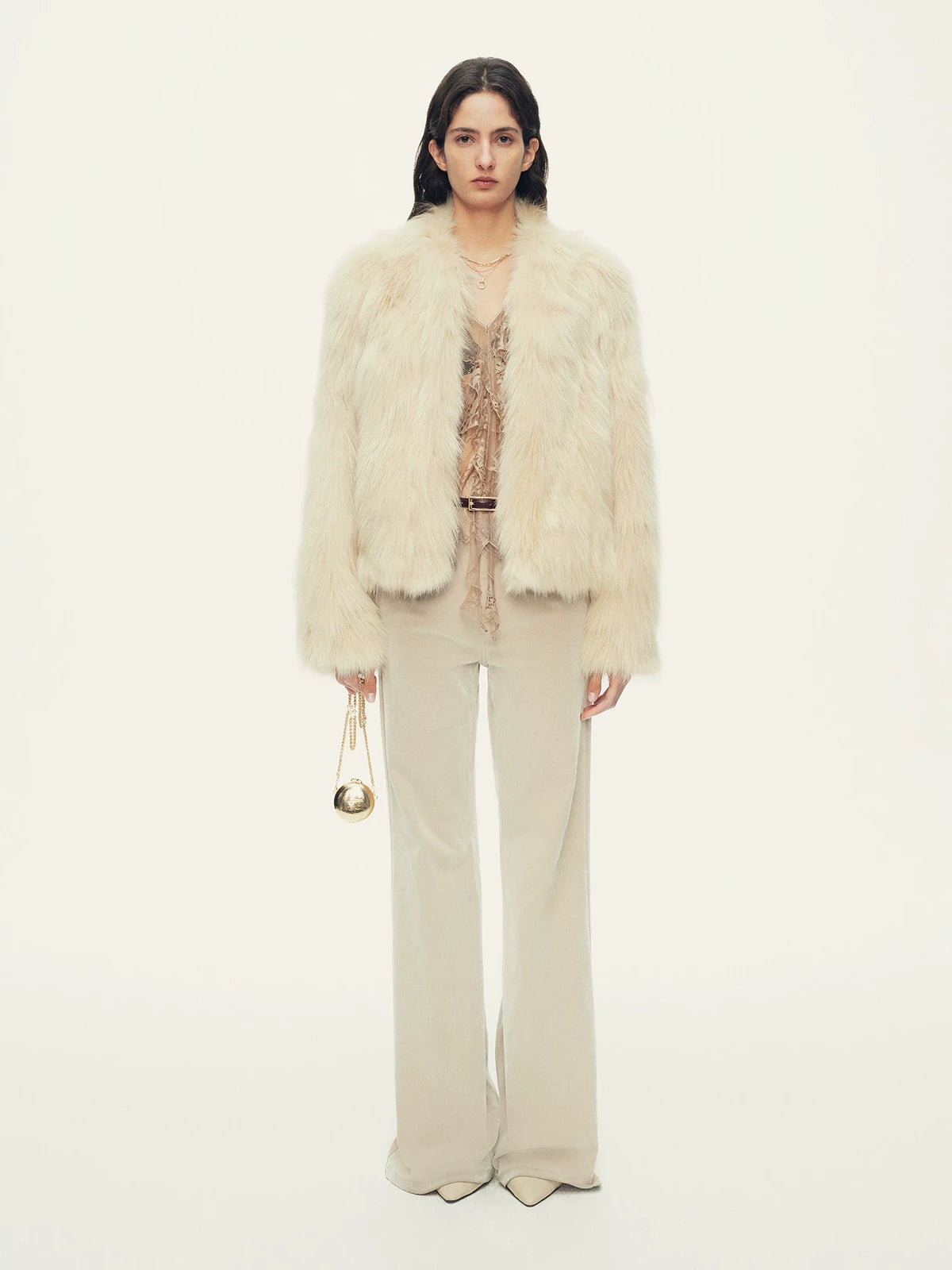 Firelady Fur Women's Saga Fox Fur Jacket - Soft V-Neck in Apricot - view 3
