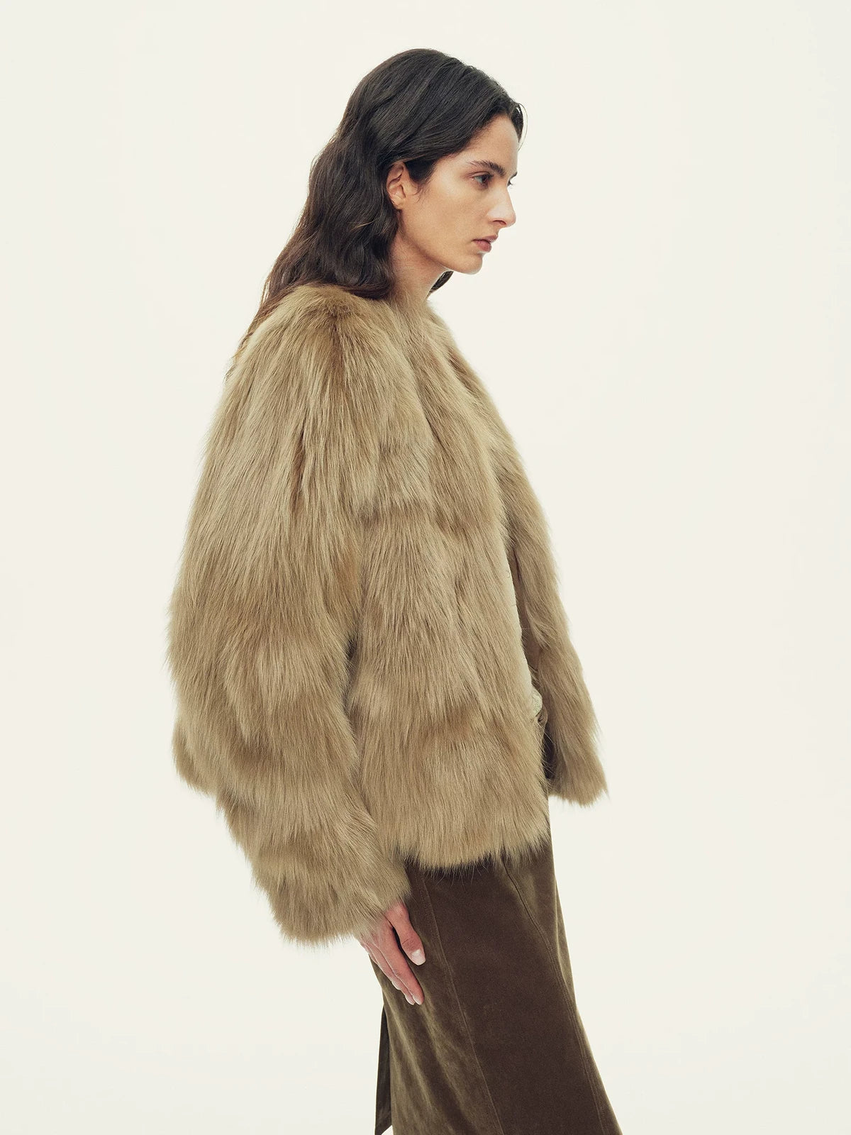 Firelady Fur Women's Saga Fox Fur Jacket - Soft V-Neck in Light Amber - view 2