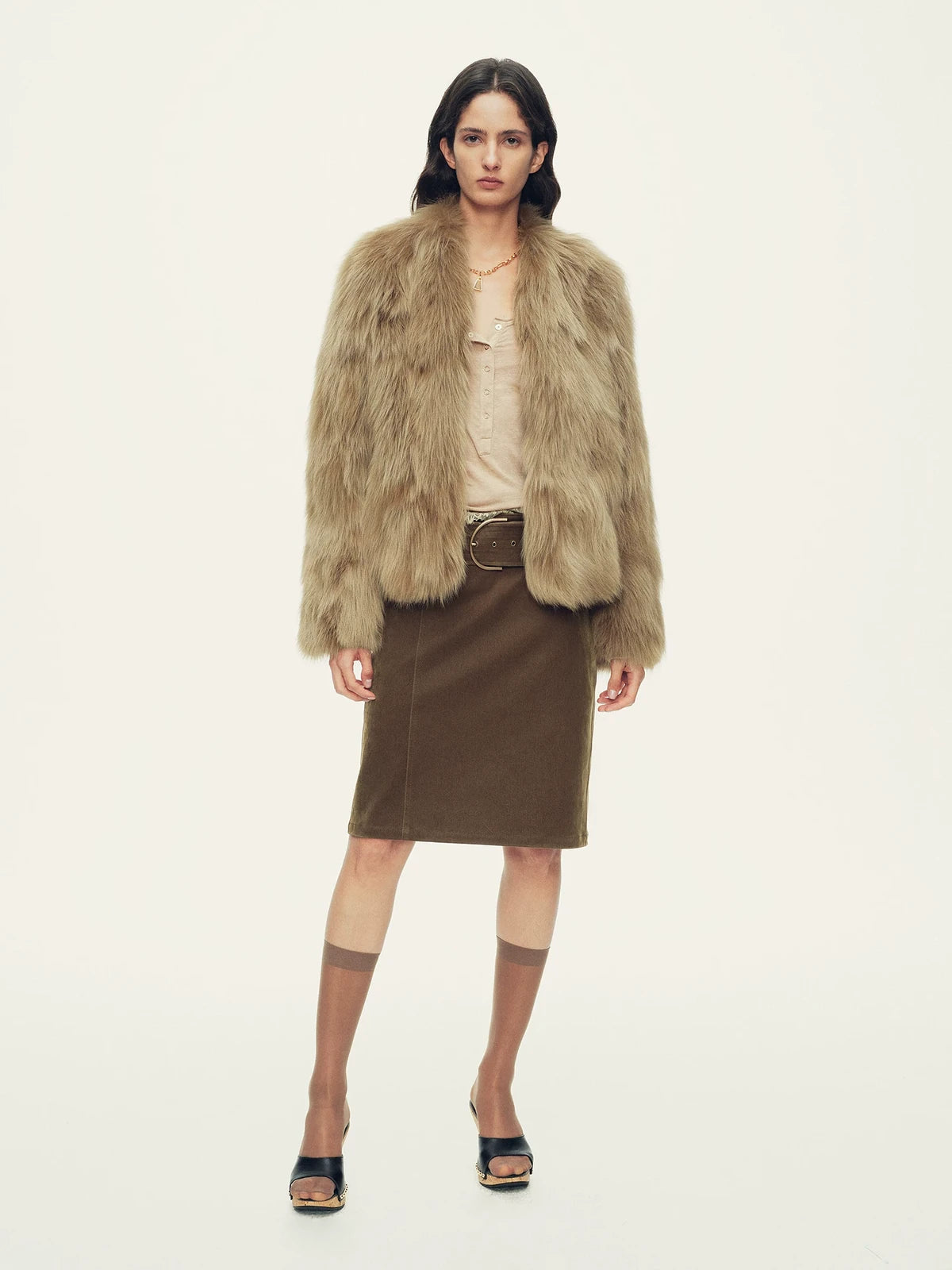 Firelady Fur Women's Saga Fox Fur Jacket - Soft V-Neck in Light Amber - view 3