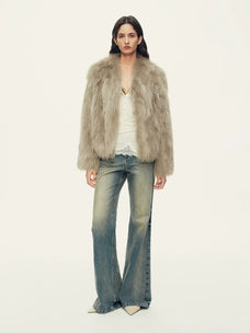 Firelady Fur Women's Saga Fox Fur Jacket - Soft V-Neck in Pine Green - view 3