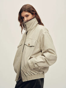Firelady Fur women's cotton twill down parka — light gray side
