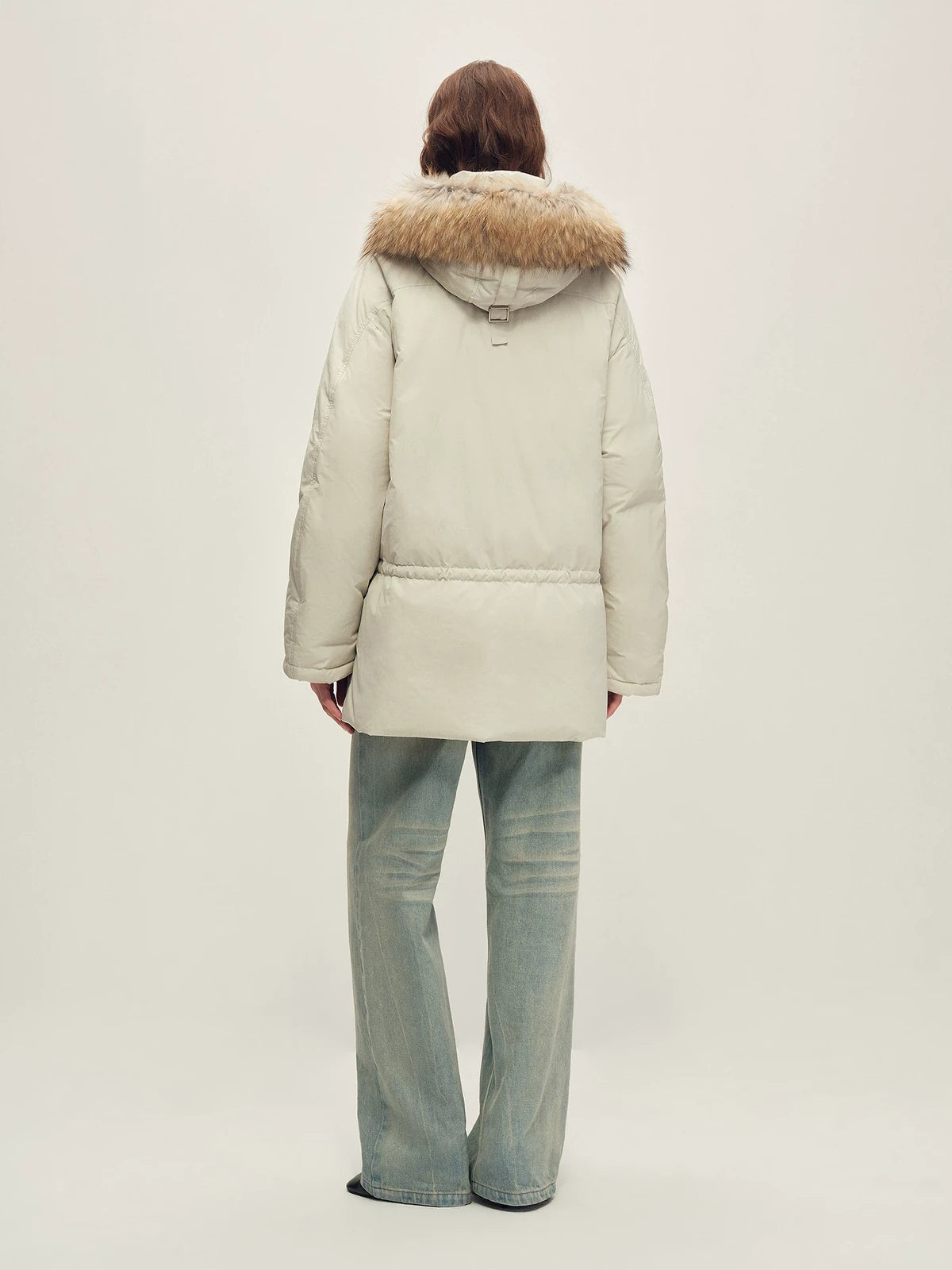 Firelady Fur Women's Hooded Goose Down Parka - Adjustable Waist in Pale Gray - view 3