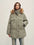 Firelady Fur Women's Hooded Goose Down Parka - Adjustable Waist in Sage Gray - front half