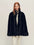 Firelady Fur Women's Shearling Coat - V-Neck with Toscana Trim in Black - front half