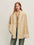 Firelady Fur Women's Shearling Coat - V-Neck with Toscana Trim in Light Camel - front half