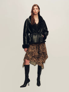 Firelady Fur Women's Reversible Shearling Jacket - Toscana in Black - view 2