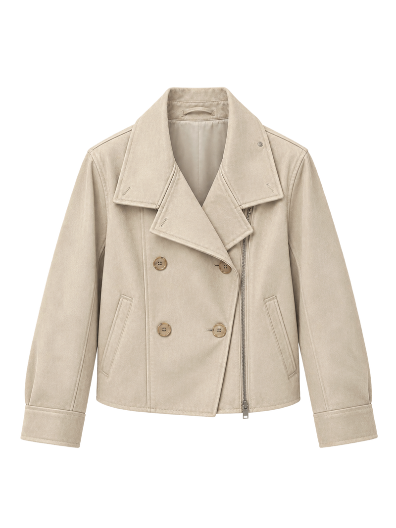 Firelady Fur Women's Suede & Waxed Sheepskin Double-Breasted Jacket "Mali"