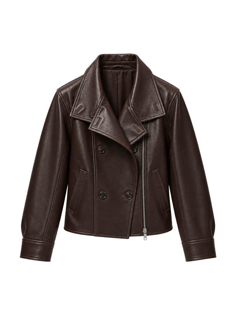 Firelady Fur Women's Suede & Waxed Sheepskin Double-Breasted Jacket "Mali"