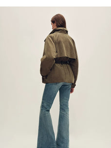 Firelady Fur Women's Vintage Traveler Belted Parka - Merino Collar in Gray-Green - view 3