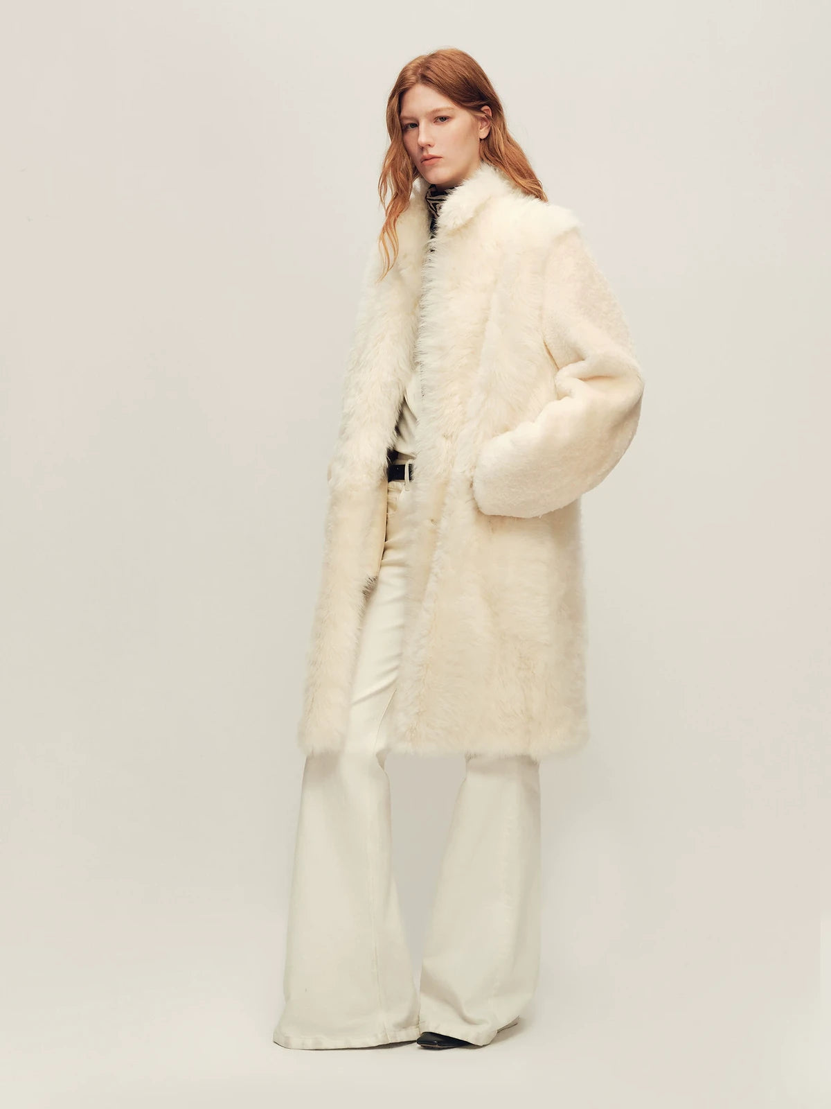 Firelady Fur Women's Sheepskin Fur Coat - Toscana & Merino in White - view 2