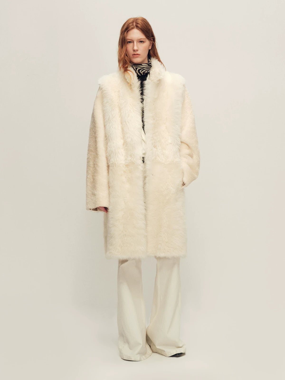 Firelady Fur Women's Sheepskin Fur Coat - Toscana & Merino in White - view 3