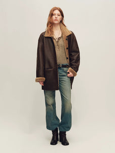 Firelady Fur Women's Reversible Shearling Fur Coat - Merino in Deep Red Brown - view 2