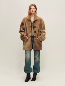 Firelady Fur Women's Reversible Shearling Fur Coat - Merino in Deep Red Brown - view 3