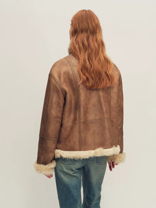 Firelady Fur Women's Reversible Shearling Leather Jacket - Toscana in Golden Brown - view 2