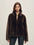 Firelady Fur Women's Merino Shearling Zip Jacket - Small Collar in Black Tea - front half