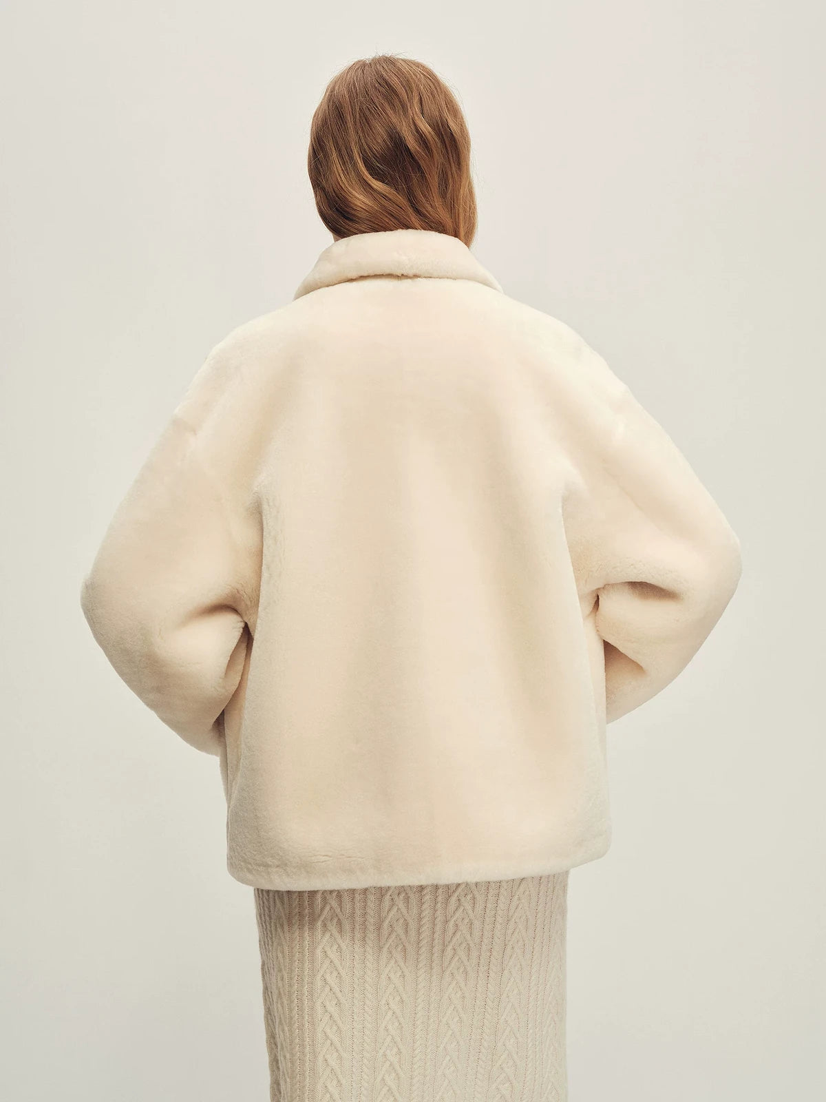 Firelady Fur Women's Merino Shearling Zip Jacket - Small Collar in White - view 3