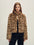 Firelady Fur Women's Leopard-Print Rex Rabbit Fur Jacket - Stand Collar in Apricot Coffee Leopard - front half