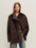 Firelady Fur Women's Merino Shearling Coat - Stand Collar in Palm Brown - front half