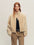 Firelady Fur Women's Cropped Shearling Fur Coat - Stand Collar in Cream Beige - front half-body