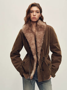 Firelady Fur coffee short parka front view
