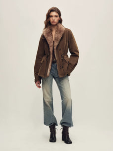 Firelady Fur coffee short parka full view