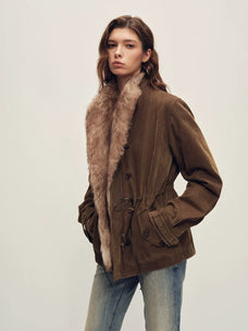 Firelady Fur coffee short parka side view