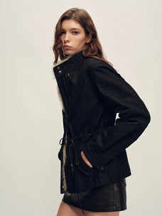 Firelady Fur ink black short utility parka side view