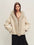 Firelady Fur Women's Hooded Shearling Jacket - Fox Fur Trim in Apricot Beige - front half-body