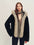 Firelady Fur Women's Hooded Shearling Jacket - Fox Fur Trim in Black - front half-body