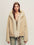 Firelady Fur Women's Hooded Shearling Jacket - Fox Fur Trim in Tea Beige - front half-body