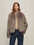 Firelady Fur Women's Toscana Shearling Jacket - Short Stand Collar in Dark Gray - front half