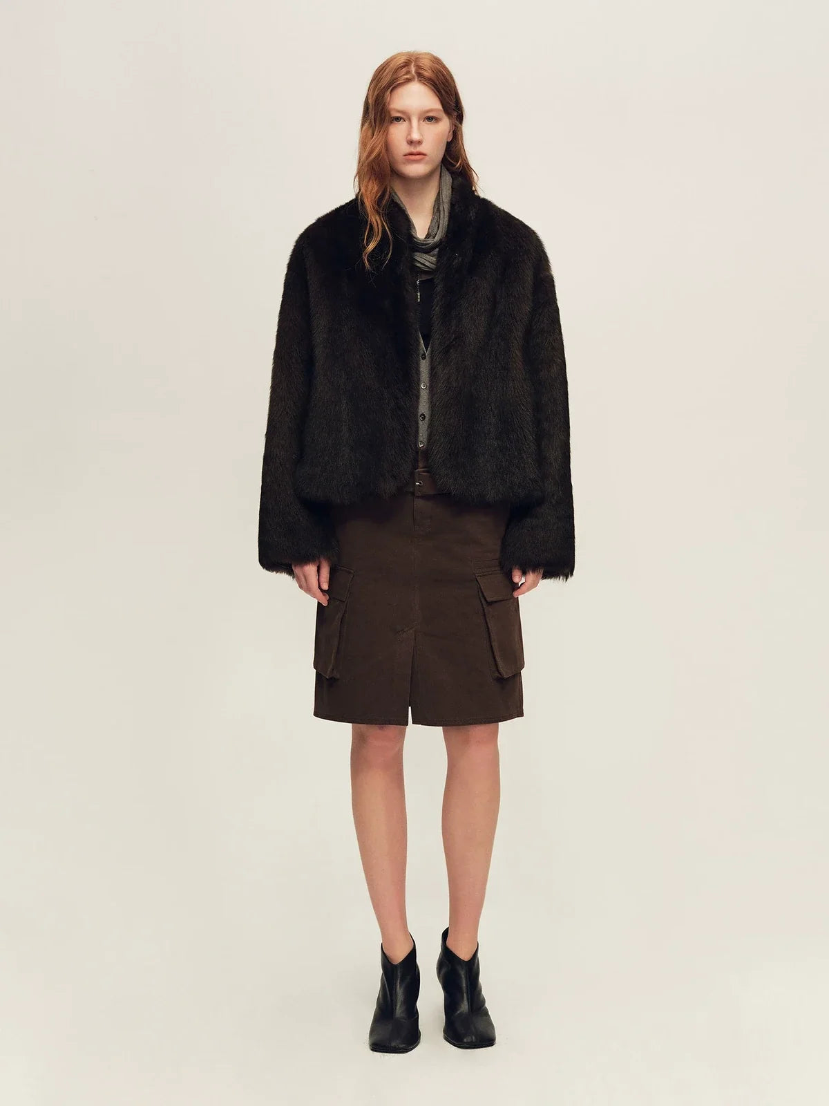 Firelady Fur Women's Toscana Shearling Jacket - Short Stand Collar in Tea Brown - view 2