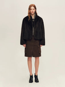 Firelady Fur Women's Toscana Shearling Jacket - Short Stand Collar in Tea Brown - view 2