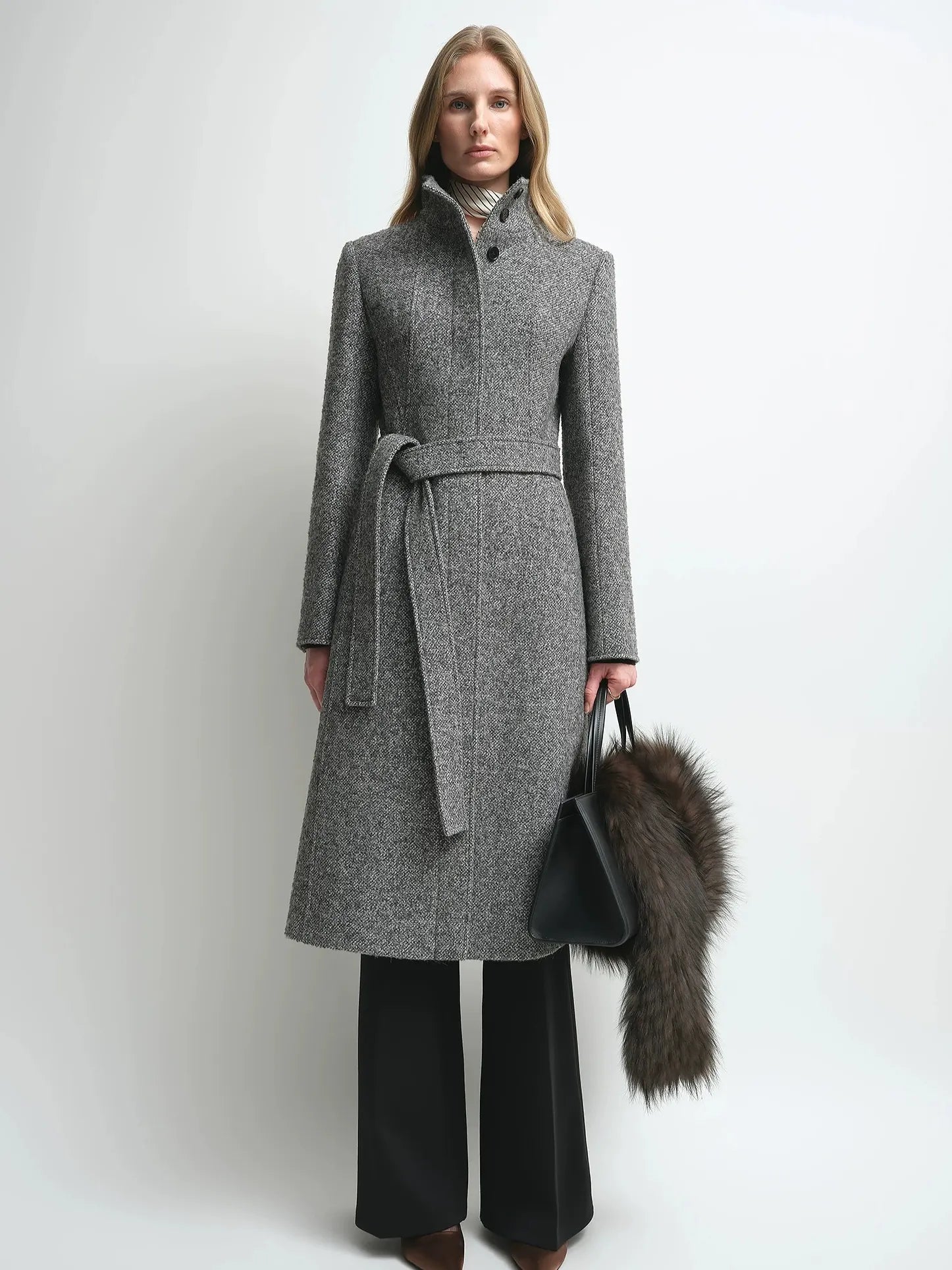 Firelady Fur Women's Alpaca-Wool A-Line Coat – Stand Collar